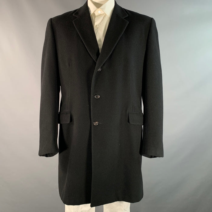 PRADA Size 46 Black Cashmere Notch Lapel Coat