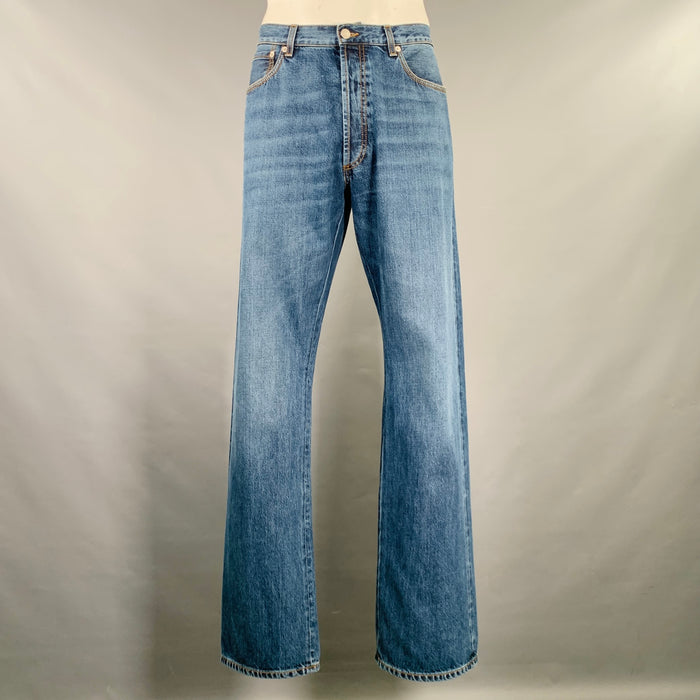 ALEXANDER MCQUEEN Size 36 Indigo Contrast Stitch Denim Button Fly Jeans