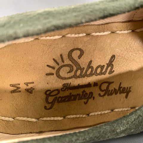 SABAH Size 8 Green Suede Contrast Stitch Loafers