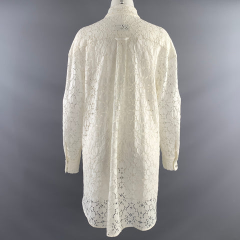 ALEXANDRE VAUTHIER Size M White Cotton Blend Lace Snaps Shirt