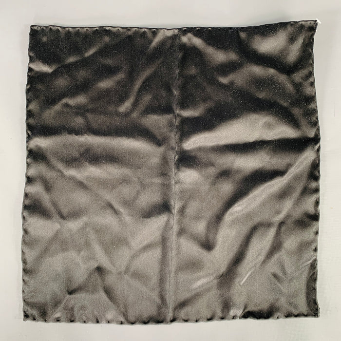 BRIONI Black Silk Satin Pocket Square