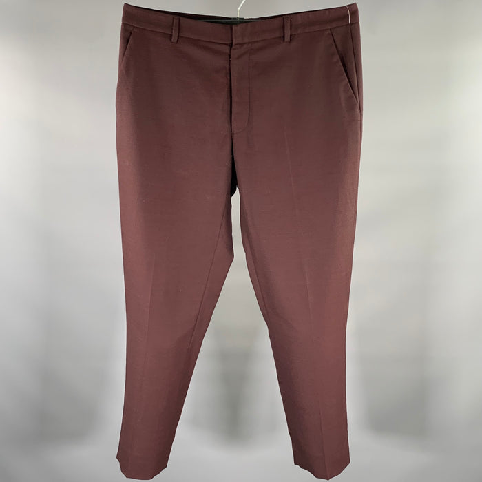 MAISON MARGIELA Size 36 Burgundy Heather Wool Blend Dress Pants