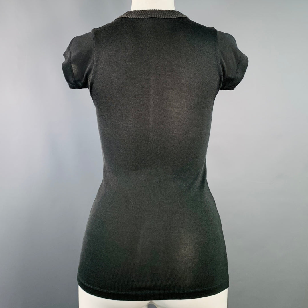 VAQUERA Size M Grey Charcoal Cotton Blend Jersey Logo Embellishment Fitted T-Shirt