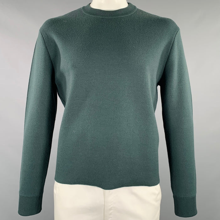 BOTTEGA VENETA Size L Green Knit Wool Blend Crew Neck Pullover