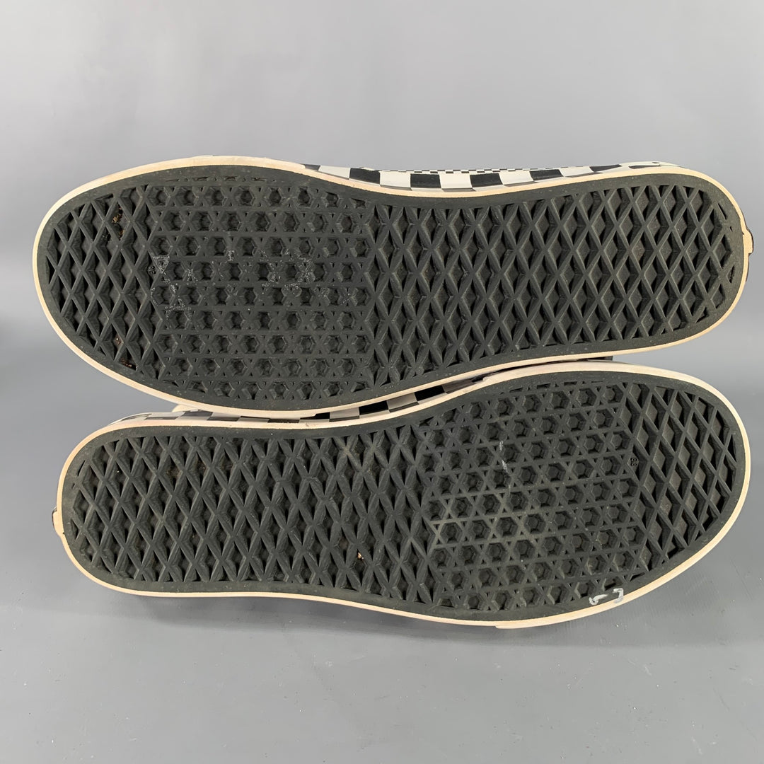 VANS Size 8.5 All Over Checkerboard Black White Checkered Canvas High Top Sneakers
