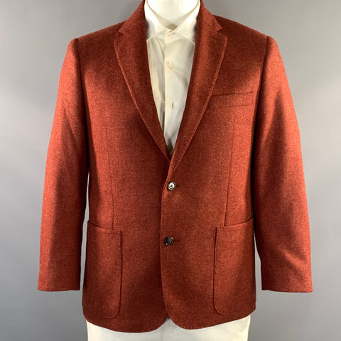 TODD SNYDER Chest Size 42 Orange Wool & Cashmere Notch Lapel Sport Coat