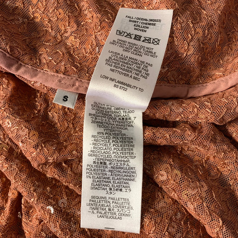 ESSENTIEL ANTWERP Size S Copper Silver Polyester & Elastane Sequined Shirt