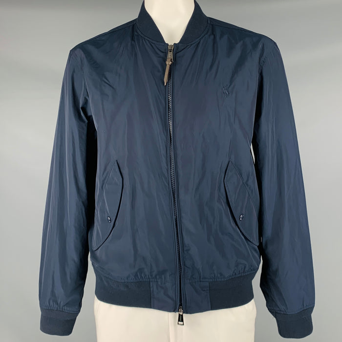 RALPH LAUREN Size XL Navy Polyester Bomber Jacket