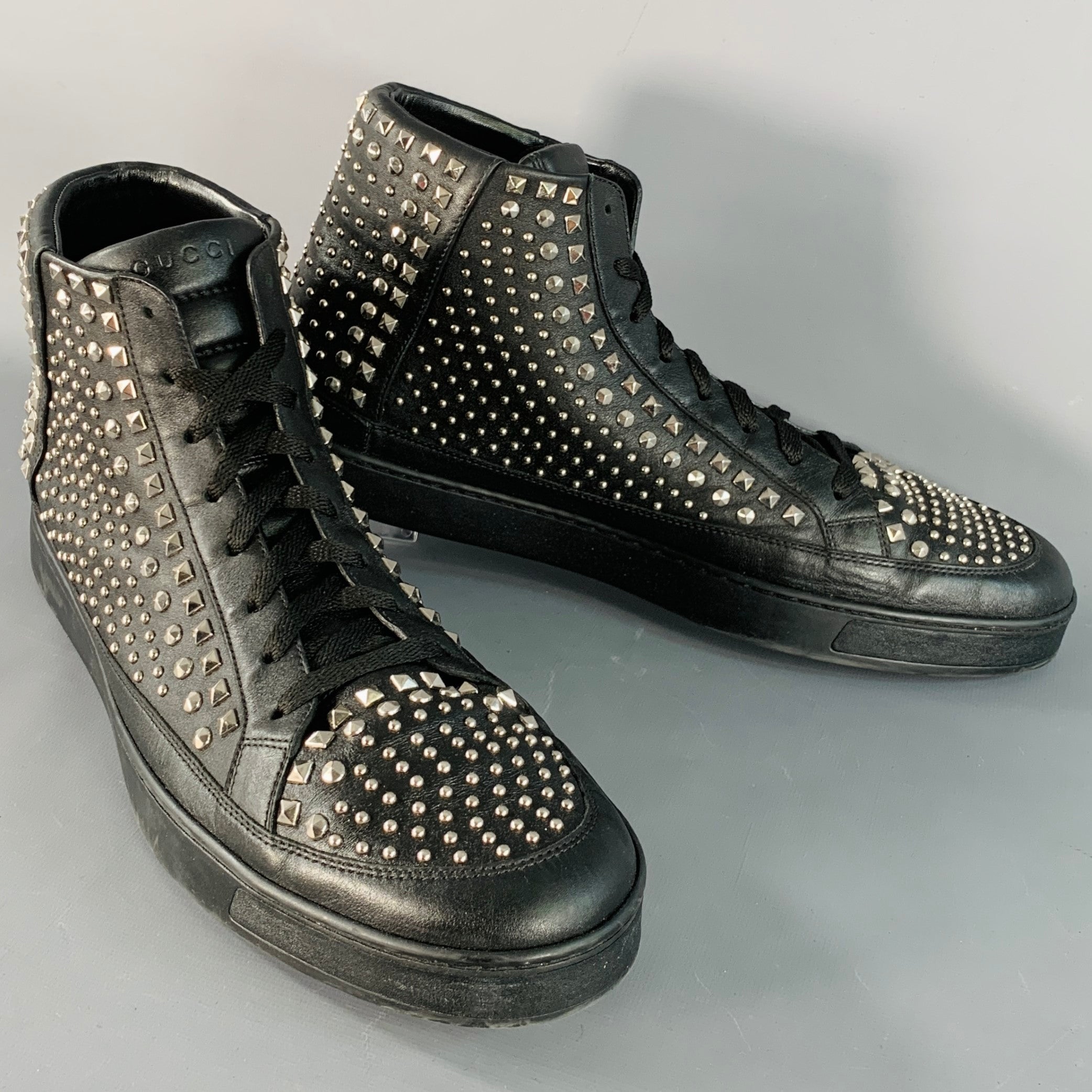 Gucci Black High-Top Sneakers Gucci Black Leather High-Top Trainers Size 41 EU main image 3