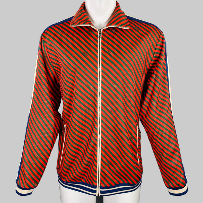GUCCI Size M Red Green Stretch Polyester Cotton Technical Jersey Jacket
