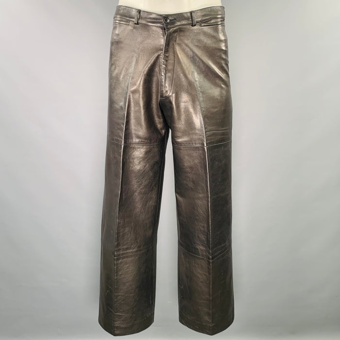 EMPORIO ARMANI Size 34 Black Lambskin Leather Casual Pants
