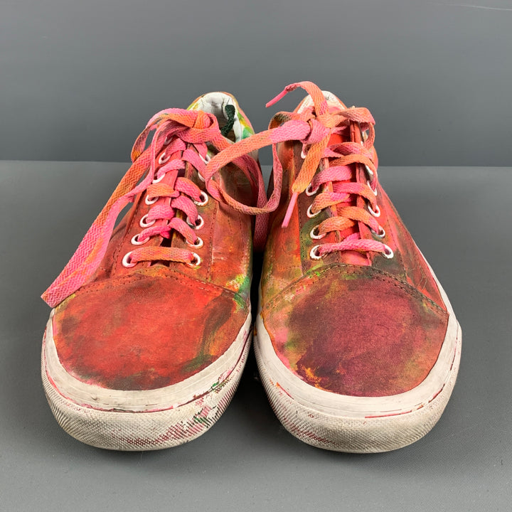 VANS Size 9 Pink Multi-Color Paint Splatter Canvas Sneakers