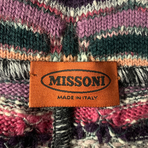 MISSONI Size M Purple Pink Knit Stripe Patch Pocket Jacket
