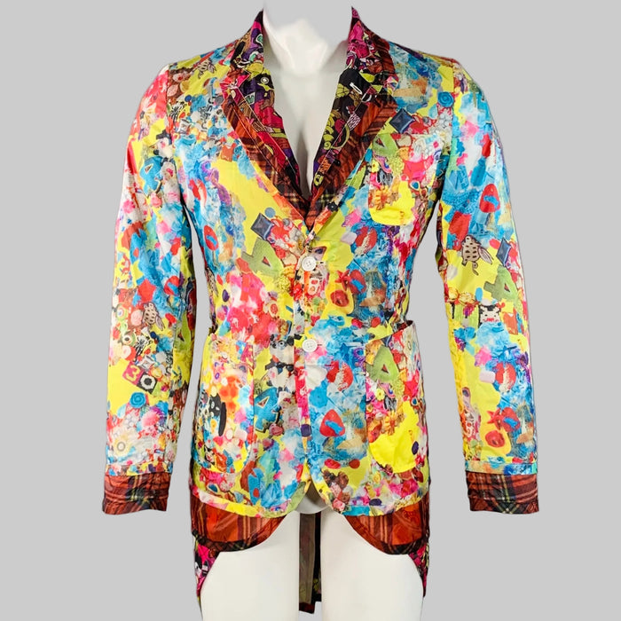 COMME des GARCONS HOMME PLUS SS14 Size S Multi Color Polyester Layered Notch Lapel Jacket