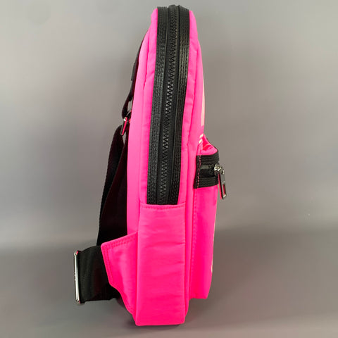 KENZO Pink Neon Logo Nylon Backpack