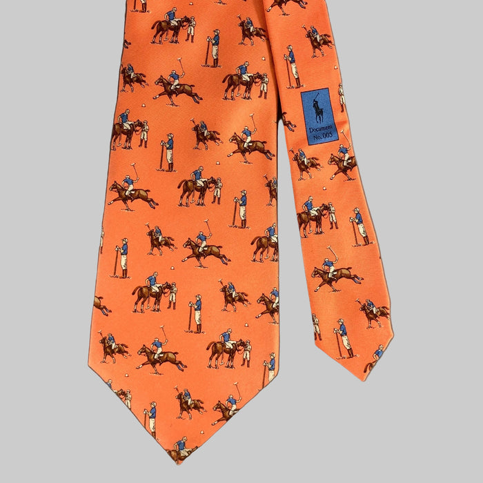 DOCUMENT Orange base with Horses Silk Tie