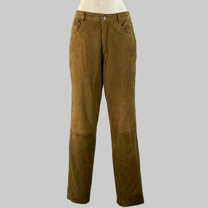 LORO PIANA Size S Olive Suede Jean Cut Casual Pants
