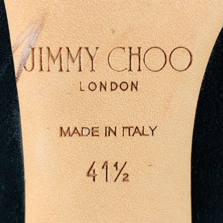 JIMMY CHOO Size 11.5 Black Suede Chunky Heel Pumps