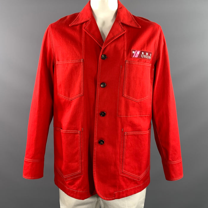 MARNI Size 40 Red Cotton Peak Lapel Jacket
