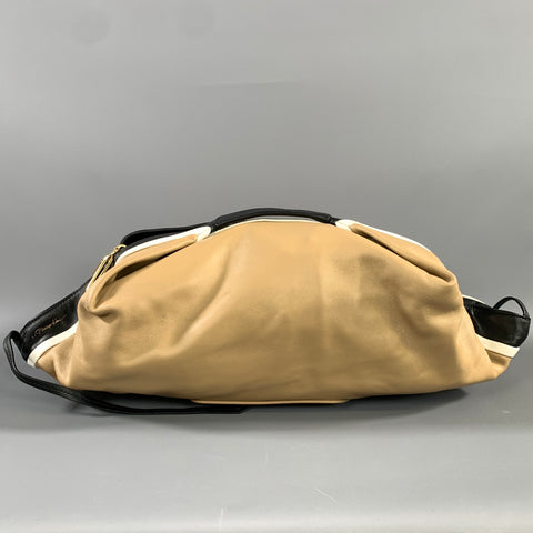 PHILLIP LIM Black Tan Color Block Leather Hobo Bag