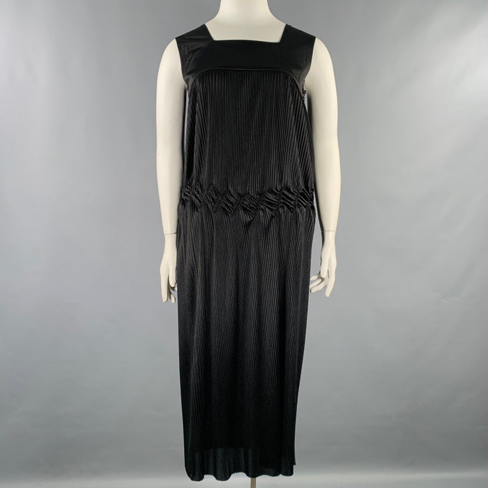 COMME des GARCONS Size L Black Polyester Pleated Sleeveless Long Dress