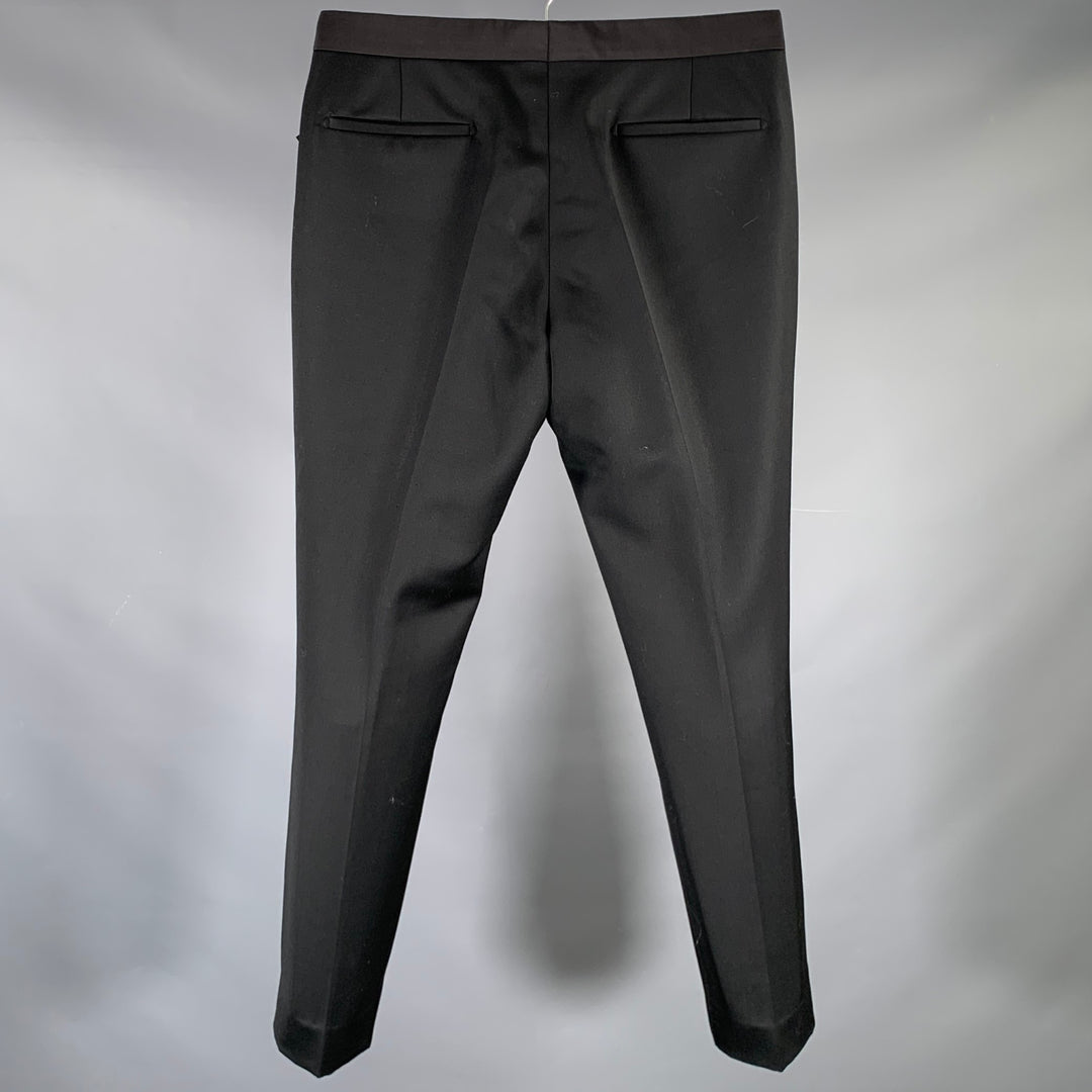 PRADA Size 32 Black Wool Blend Button Fly Dress Pants