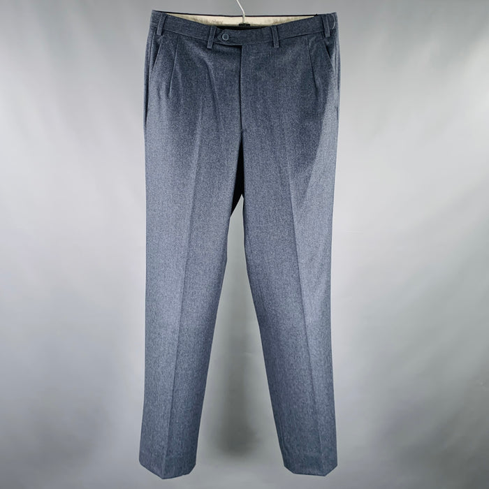 BRIONI Size 32 Heather Blue Grey Virgin Wool Flat Front Dress Pants