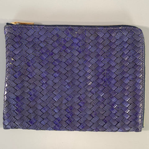 NEIMAN MARCUS Purple Woven Leather Pouch Bag
