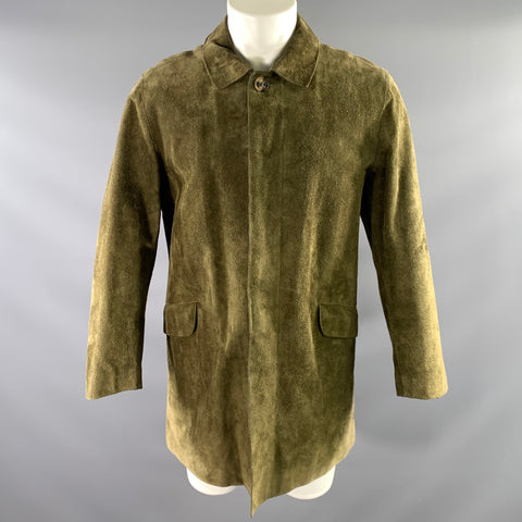 PAUL HARNDEN SHOEMAKERS Green Leather Button Up Coat