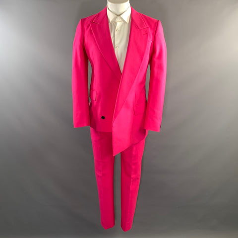 ALEXANDER MCQUEEN Chest Size 36 Pink Wool Peak Lapel 30 30 Suit