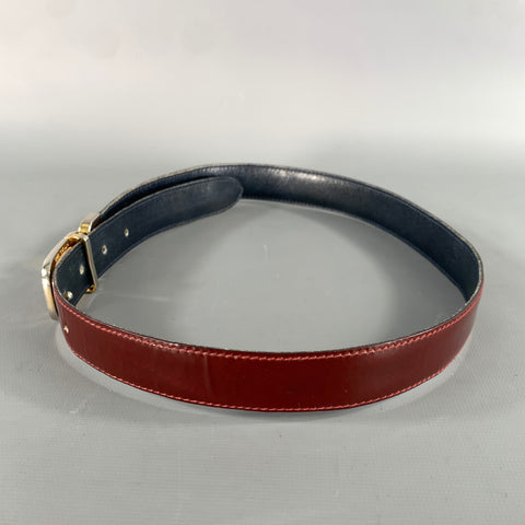 GUCCI Navy Burgundy Leather Belt