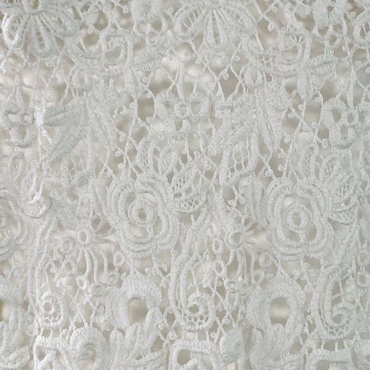 BURBERRY Size M White Cotton Blend Guipure Lace Long Sleeve Blouse