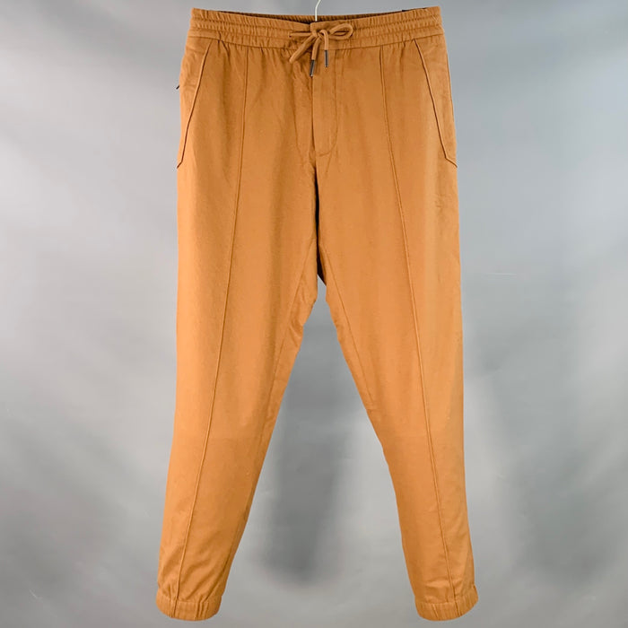 ERMENEGILDO ZEGNA Size 30 Brown Tobacco Wool Cashmere Silk Tapered Drawstring Casual Pants