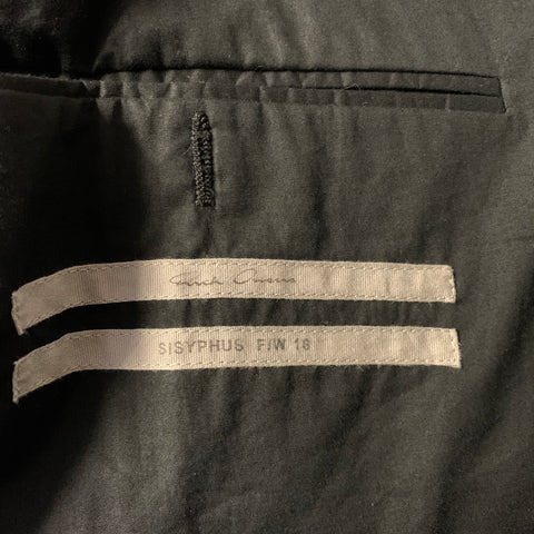 RICK OWENS FW2018 Chest Size 44 Black Wool Notch Lapel Sport Coat