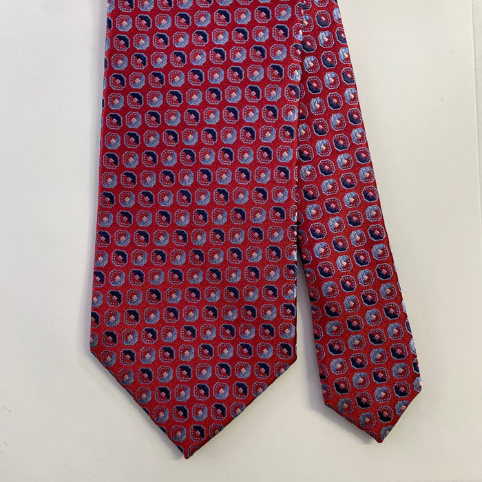 ERMENEGILDO ZEGNA Size One Size Red Blue Abstract Silk Tie