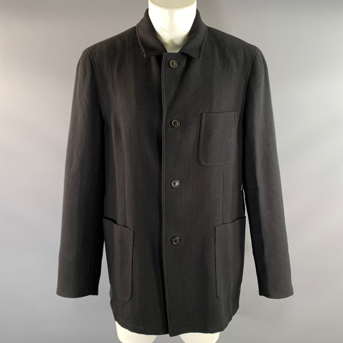 BRIONI Size M Black Cotton Cashmere Button Up Jacket