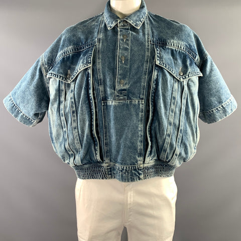 BERNHARD WILLHELM SS2006 Size L Blue Light Blue Cotton Denim Short Sleeve Shirt