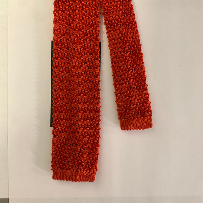 RALPH LAUREN Orange Knit Wool Blend Tie