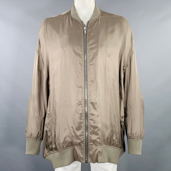 RICK OWENS Size 44 Khaki Cupro Bomber Jacket