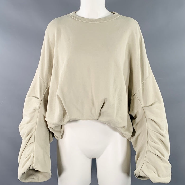 DRIES VAN NOTEN Size XS Green Mint Cotton Ruched Oversized Casual Top