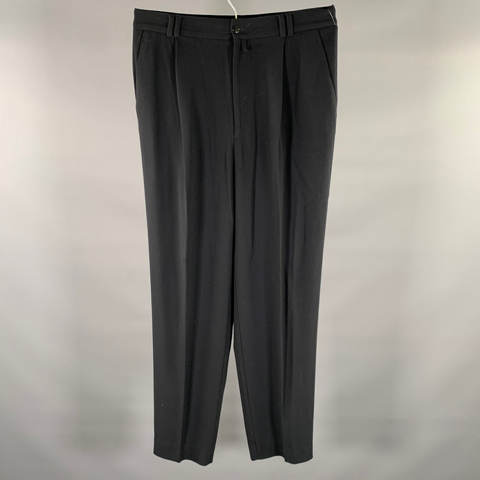 GIANNI VERSACE Size 32 Black Wool Zip Fly Dress Pants