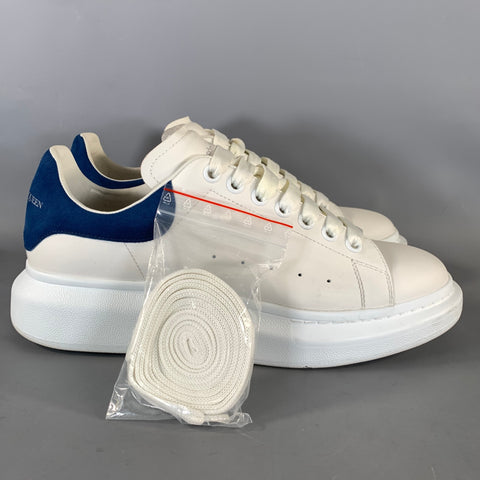 ALEXANDER MCQUEEN Size 9 White Navy Leather Lace Up Lace Up Shoes