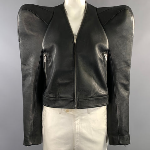 RICK OWENS Size 46 Black Leather Cropped Jacket
