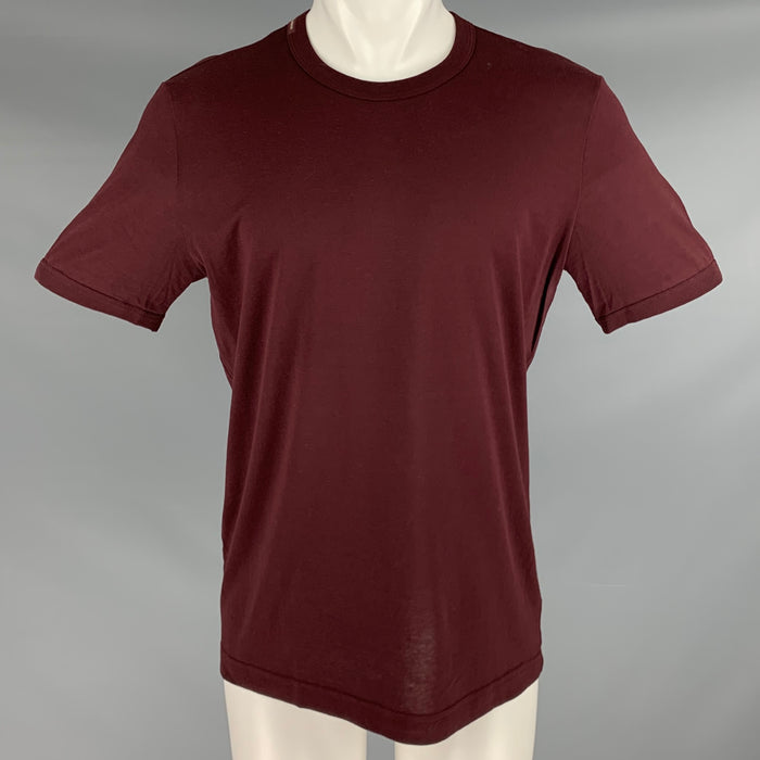 DOLCE & GABBANA Size M Burgundy Cotton Crew Neck T-shirt