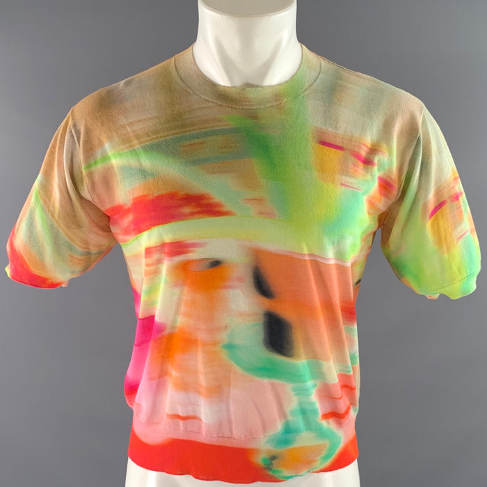 DRIES VAN NOTEN Size S Orange Neon Cotton Blend Tie Dye Pullover