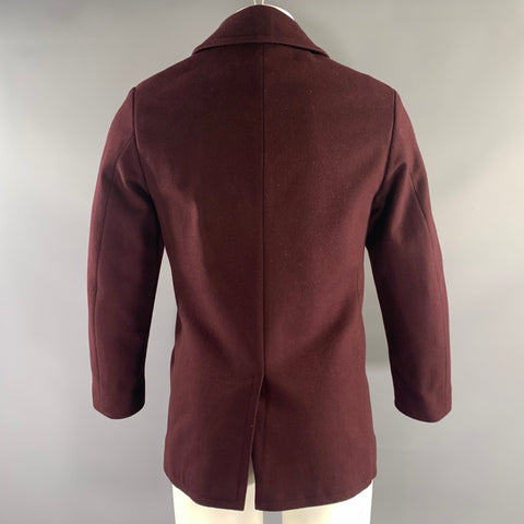 DRIES VAN NOTEN Size S Burgundy Maroon Wool Double Breasted Coat