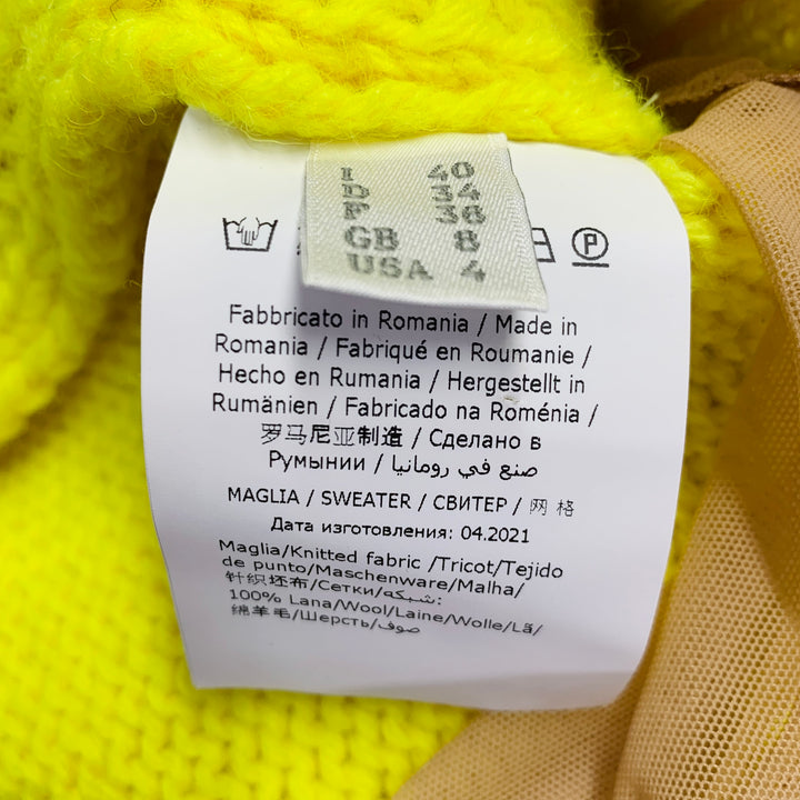 PHILOSOPHY di LORENZO SERAFINI Size S Yellow Cable Knit Crew Neck Sweater