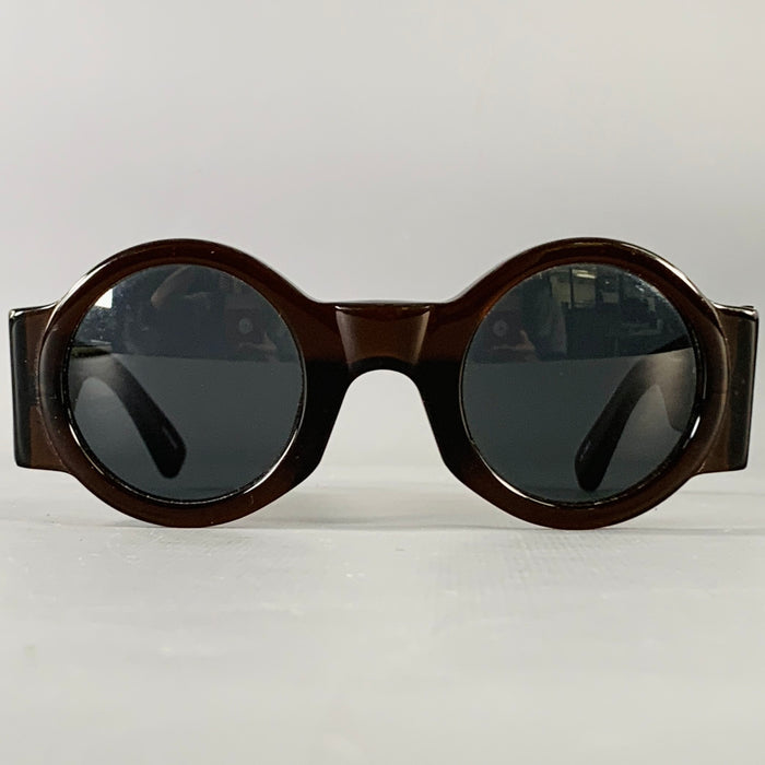 DRIES VAN NOTEN x LINDA FARROW SS26 Brown Acetate Round Sunglasses