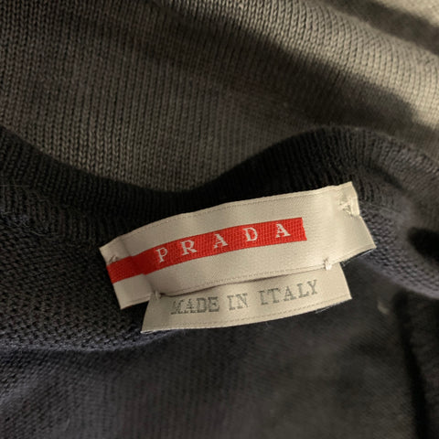 PRADA Size M Light Grey Cotton Distressed V Neck Cardigan