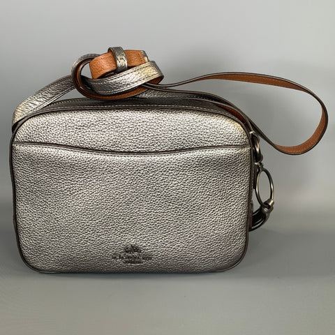 COACH Tan Gunmetal Pebble Grain Leather Shoulder Bag